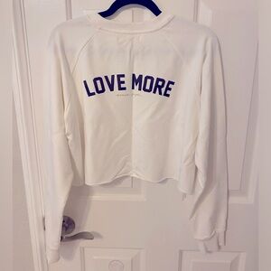 NWOT Spiritual Gangster White “Love More” Cropped Long Sleeve Sweatshirt LARGE
